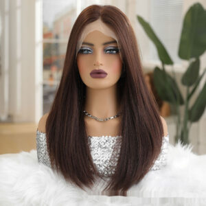 136 Lace Wig Large Area Cold Brown Medium Fashion