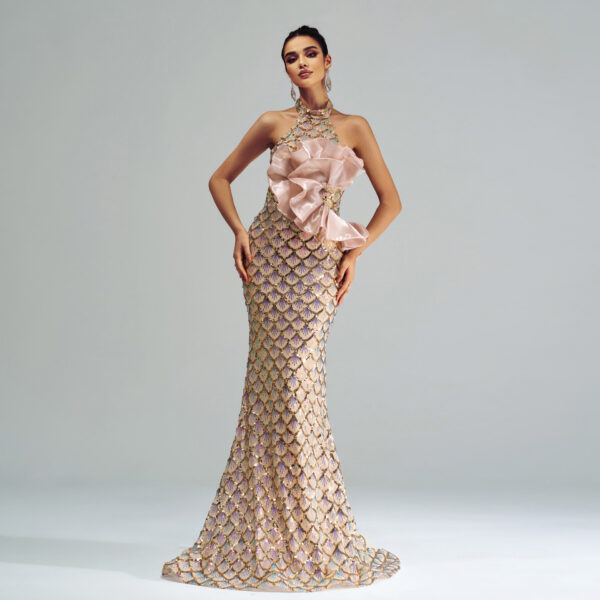 Halter Sequined Mermaid Evening Dress